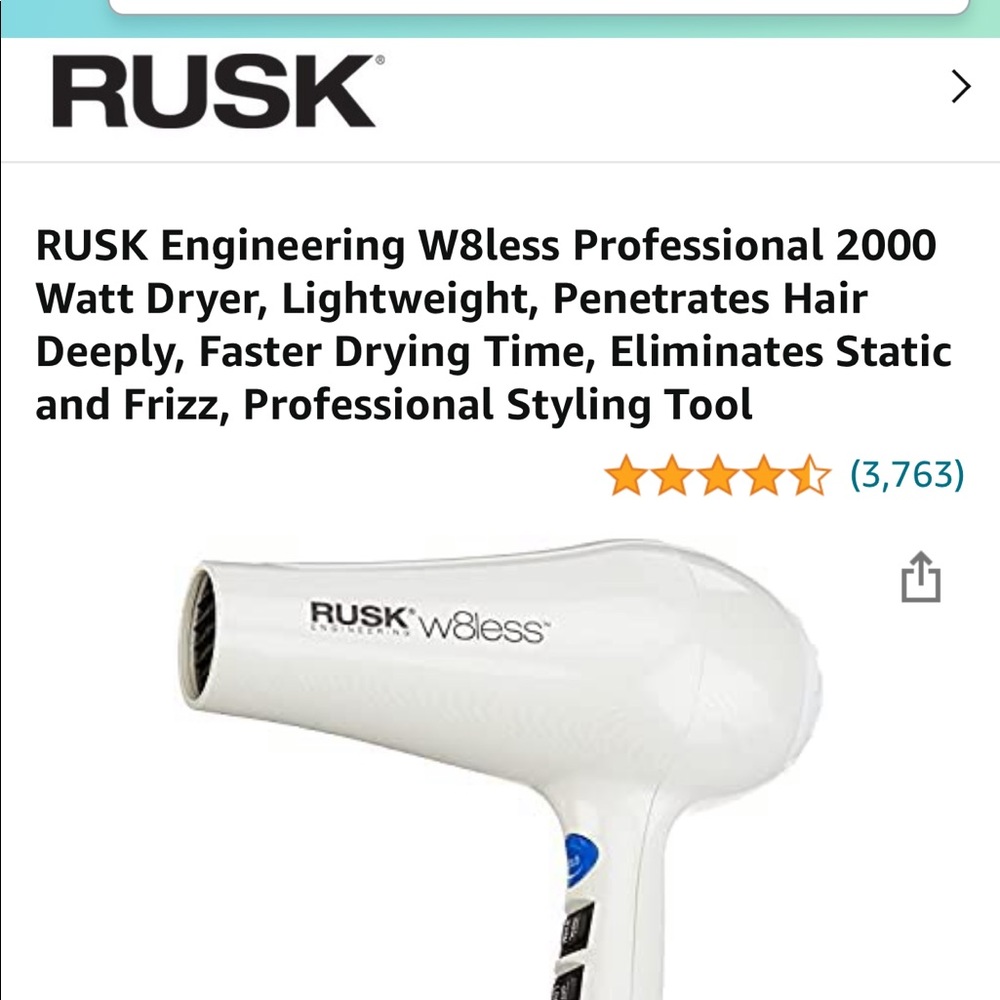 Rusk W8less 2000w hairdryer